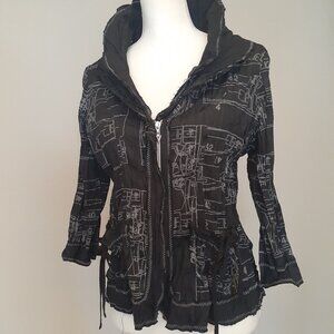 LanVie black with gray Zip Front Jacket